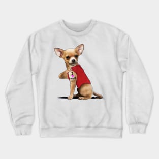 Chihuahua Dog Tattoo I Love Mom Crewneck Sweatshirt